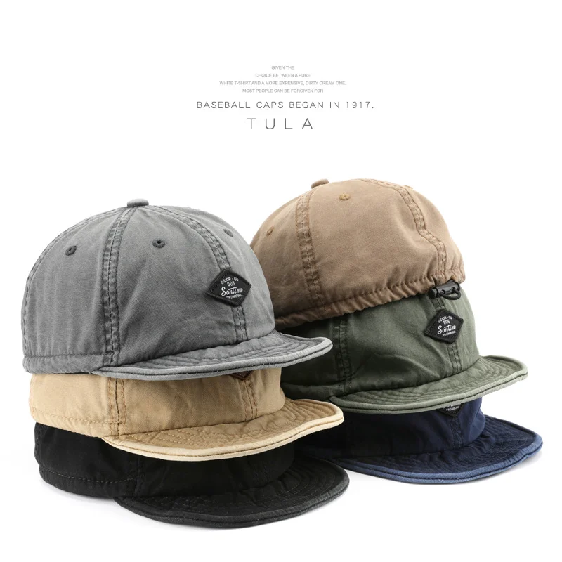 American Retro Washed Cotton Flat Brim Hip Hop Hat Men and Women Spring and Summer Letter Embroidered Adjustable Baseball Caps