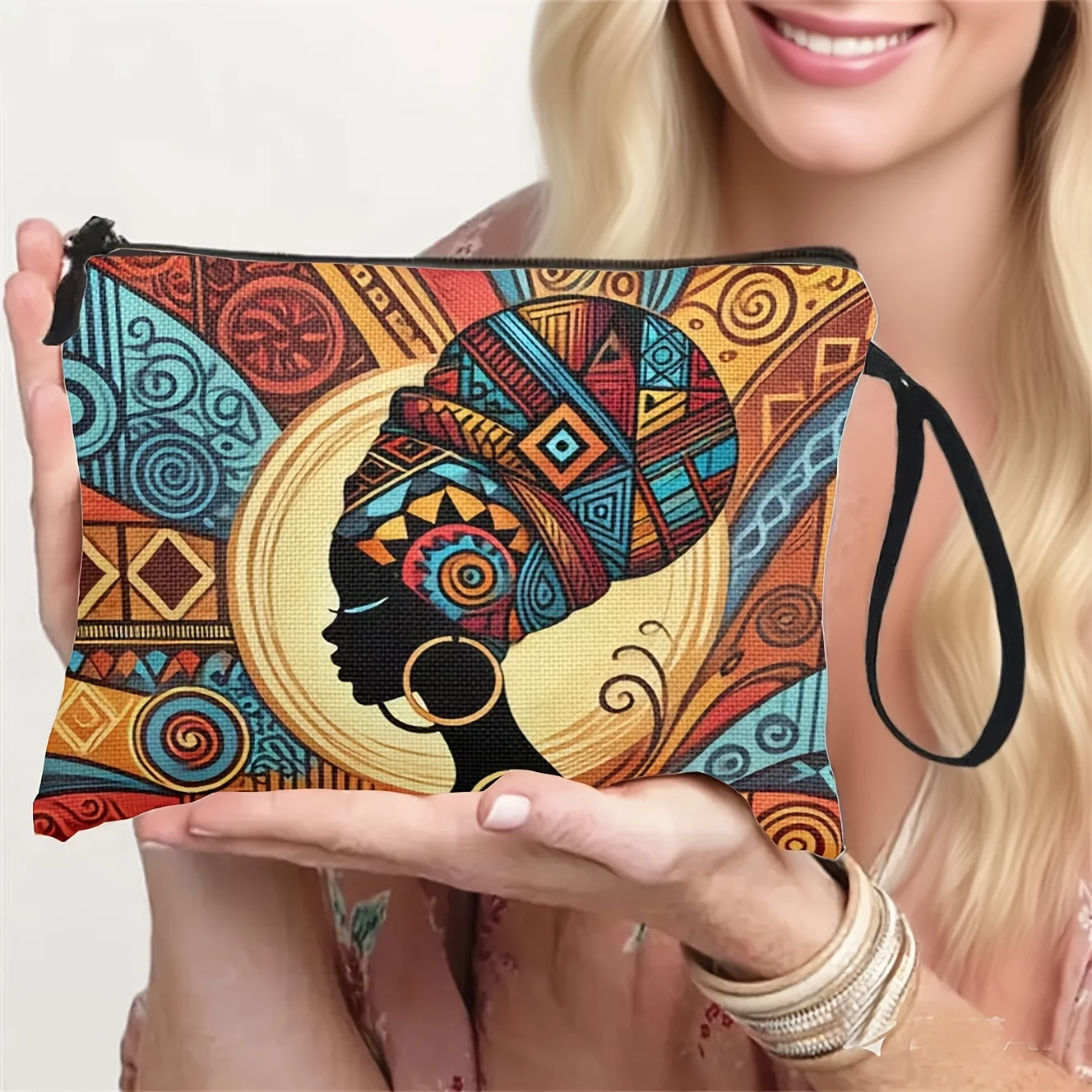 Women' African Print Makeup Bag with   - Lightweight Travel Toiletry Case Suitable for Daily Use & Trips Machine-Was