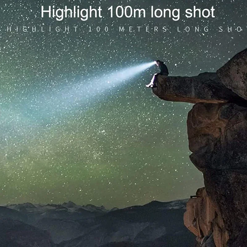 مصباح رأس للجبهة قابل لإعادة الشحن، كشافات LED للمشي ليلاً وشحن USB مقاومة للماء للتخييم والصيد