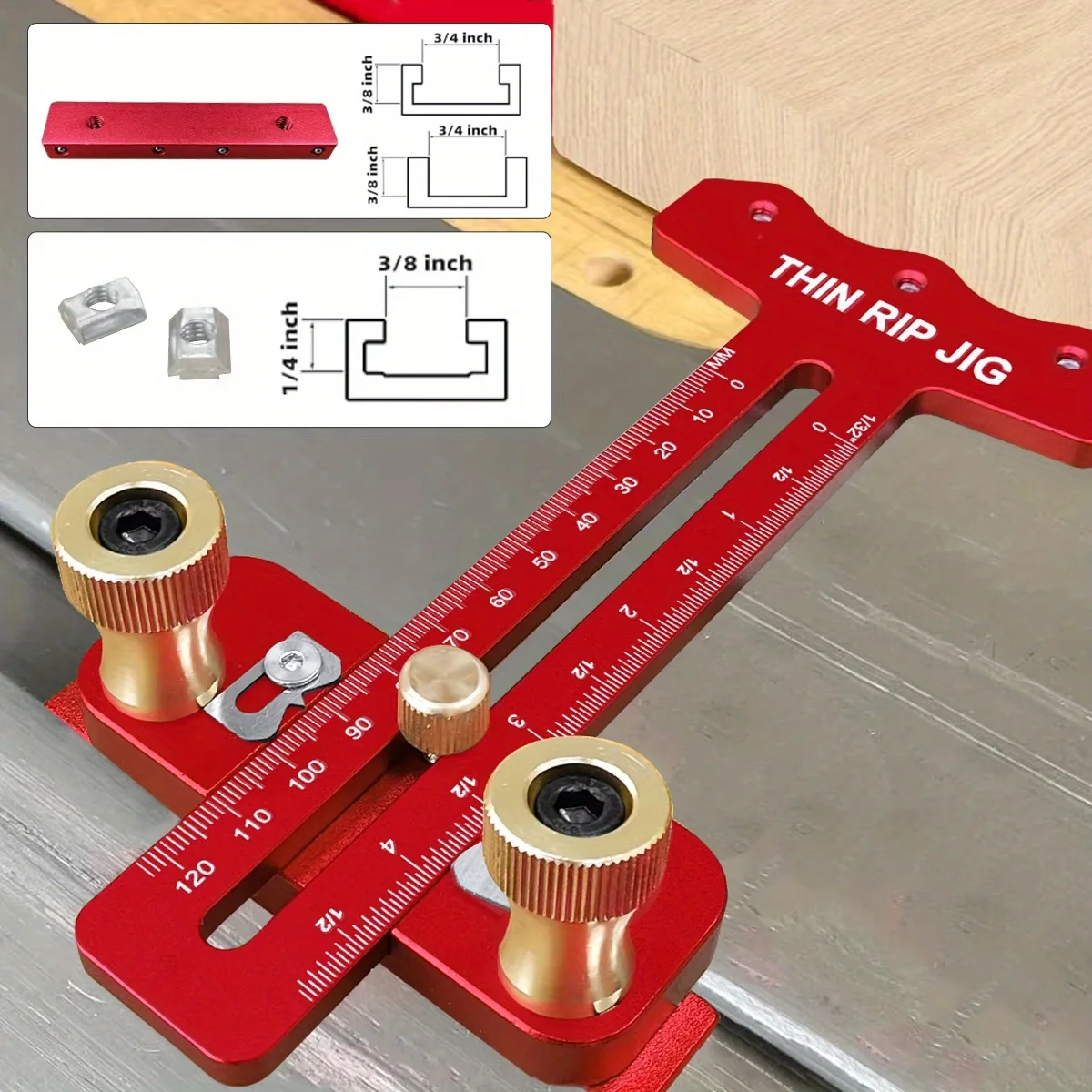 Multi-Slot Thin Rip Jig Fast Precision Repetitive Cutting Woodwork Accessories for Table Saws Band Saws Making Narrow Thin Strip