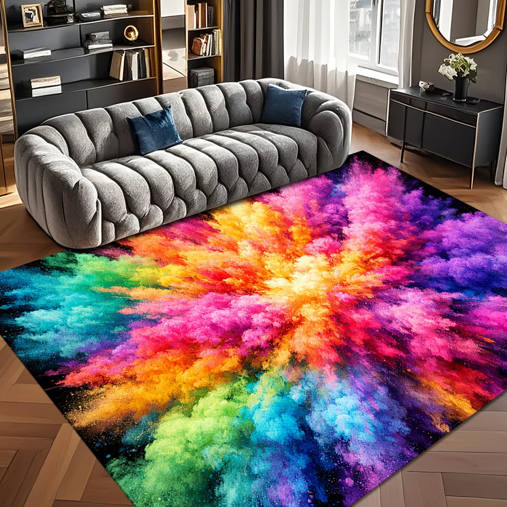 1pc Color Powder Explosion Pattern Non‑Slip Area Rug, Decorative Indoor Home Rug, Versatile Spring Home Decor, Perfect