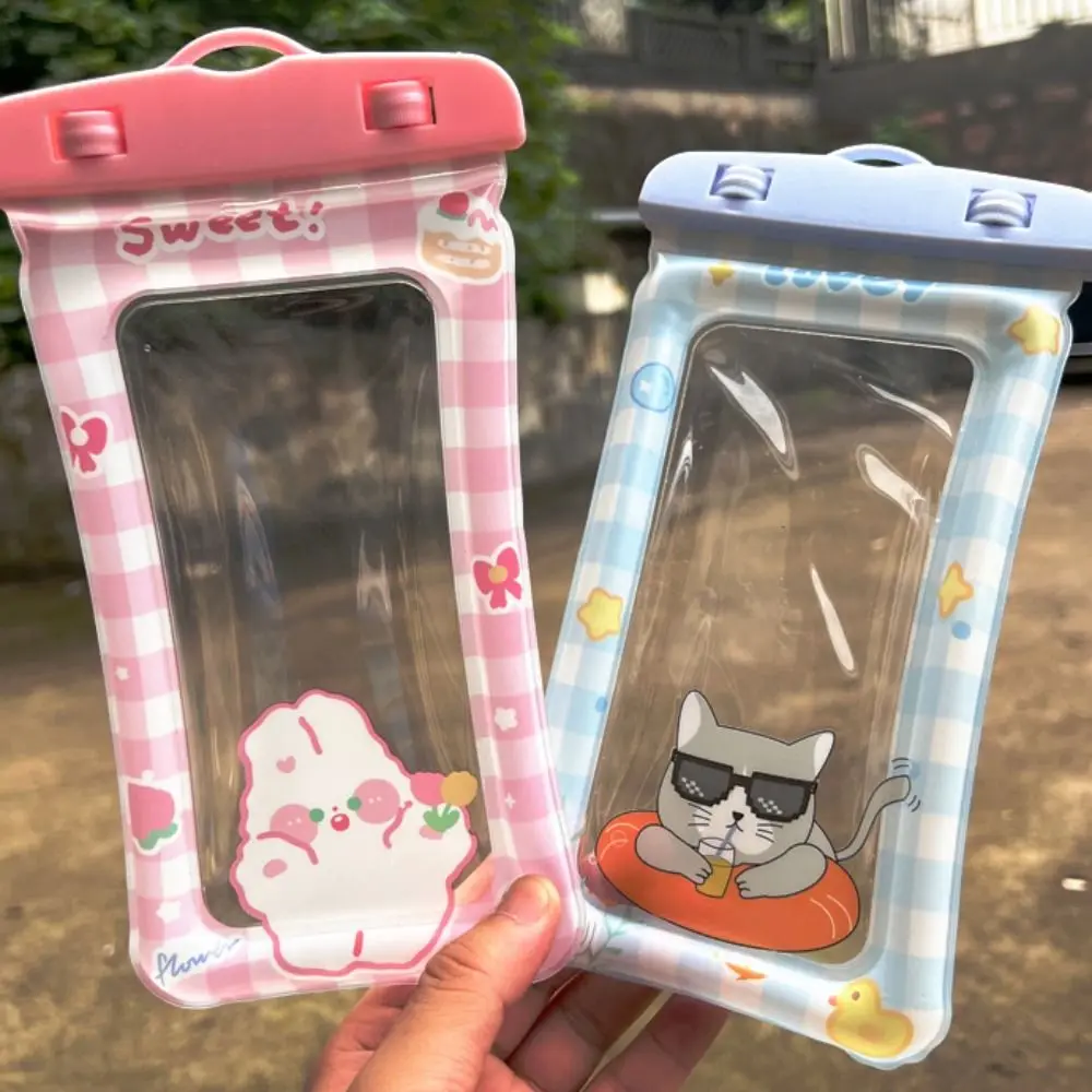 Fashion PVC Waterproof Bag Cute Rectangle Touch Screen Diving Bag Transparent Cartoon Mobile Phone Waterproof Bag Swimming Pool