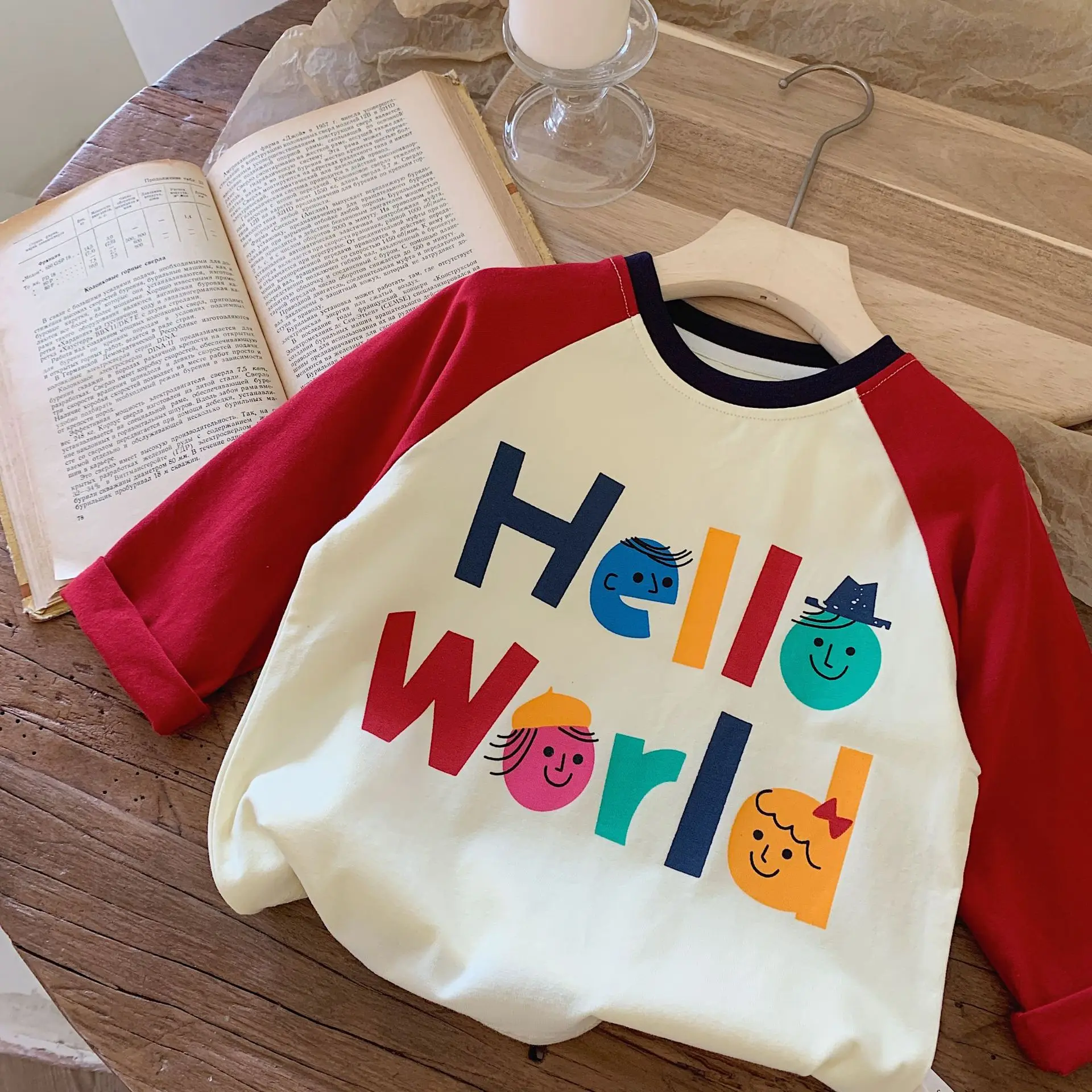 

Базовый слой, рубашка с буквенным принтом и рукавами на плечах, повседневная футболка для мальчиков и девочек, детская модная удобная универсальная футболка