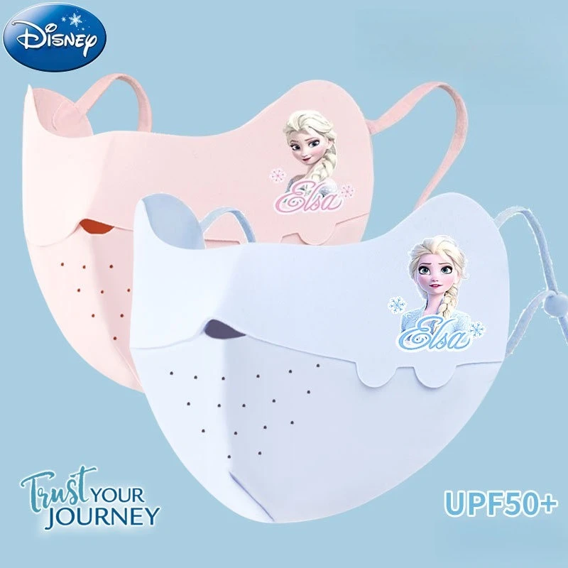 Miniso Disney Girls Summer Ice Silk Sunscreen Mask Breathable Thin UV Anti-Ultraviolet Children's Sunscreen Mask UPF50+