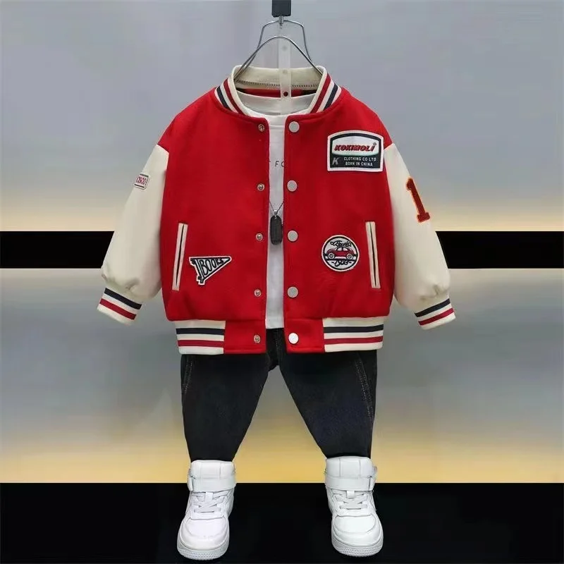 Kids Boys And Girls Spring And Autumn Baseball Jersey 2024 New Children\'s Clothing Coat Children\'s Korean Version Jacket Trend