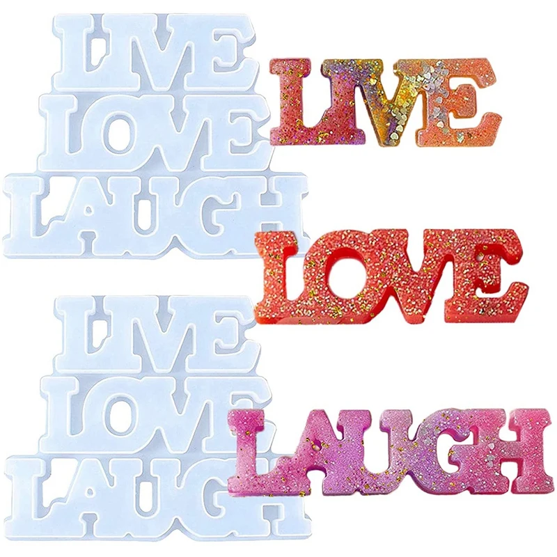 Live Love Laugh Resin Mold Silicone Word Sign Mold Resin Word Molds Epoxy Casting Molds For DIY Table/Home Decoration