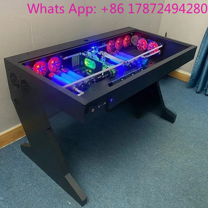 Transparent Water-Cooled Gaming Computer Case All-In-One Table Sci-Fi Design Cool Illumination for Enhanced Gaming Experience
