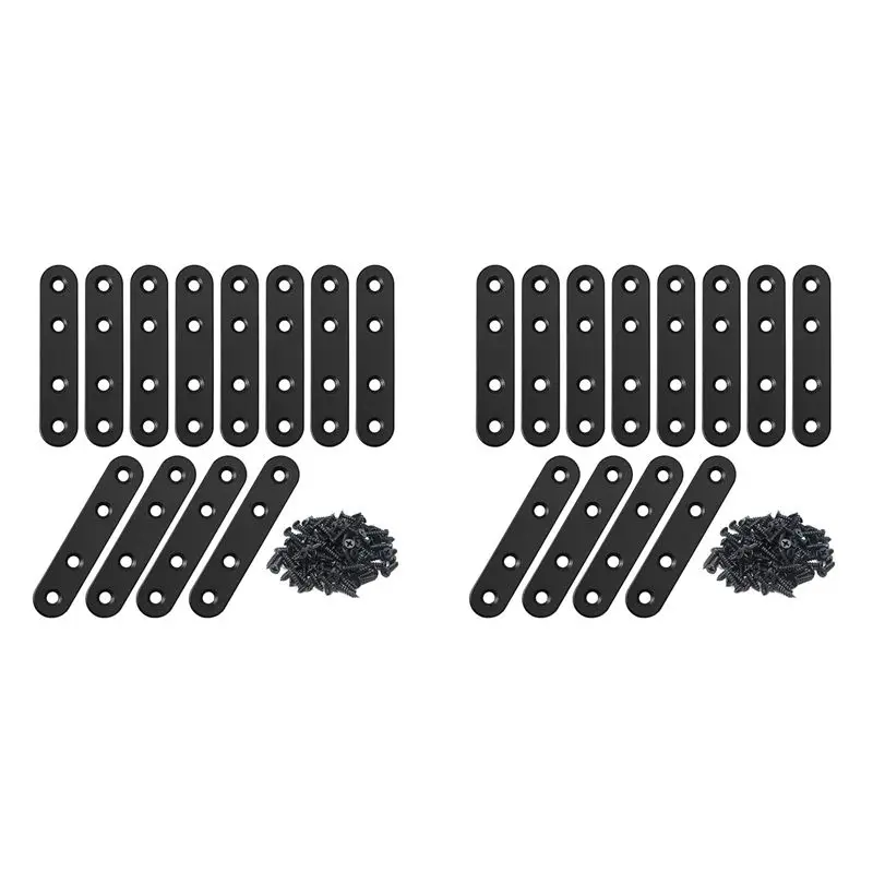 

ABKJ-24 шт. Прямые кронштейны из нержавеющей стали, плоские металлические скобы, ремонтные пластины с винтами для дерева