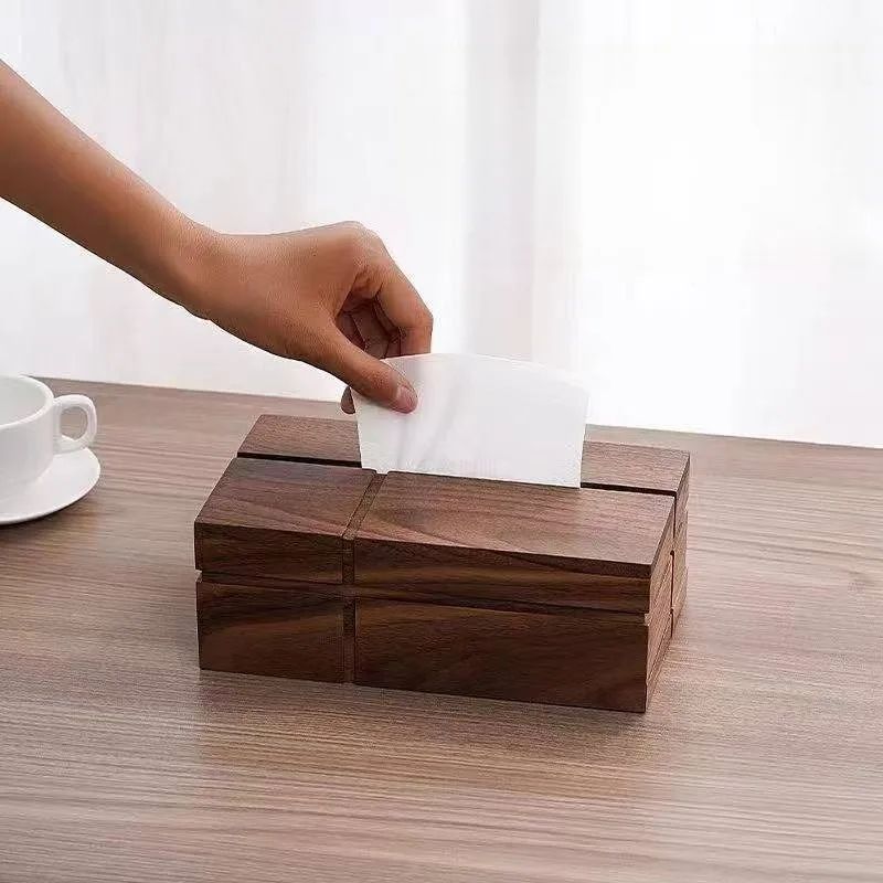 Walnut Tissue Box Creative Solid Hardwood Tissue Box Home Living Room Desktop Tea Table Home Decoration Storage Box Kids Toys