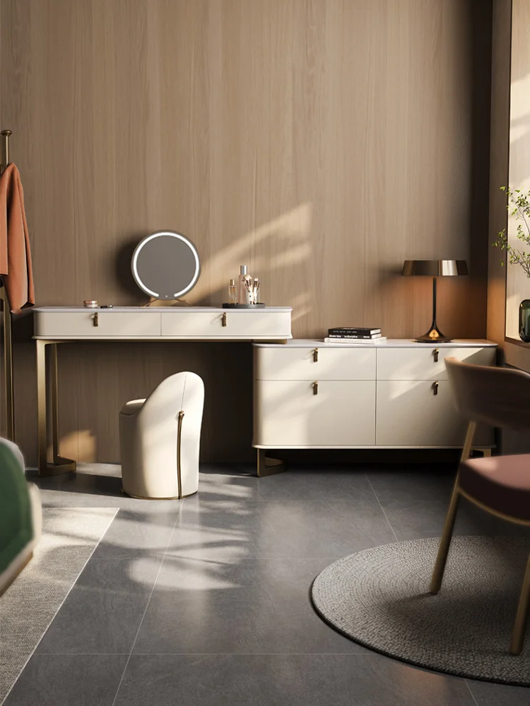 

Легкий роскошный высококачественный угловой туалетный столик для главной спальни из натурального мрамора, туалетный столик для виллы из цельного дерева