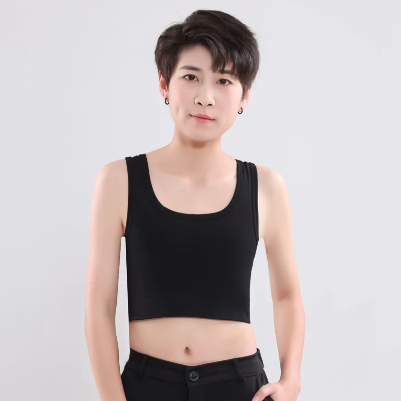 Women Flat Chest Binder With Bandage Pullover Half Length Corset Tank Top FTM Lesbian Transgender Underwear Vest Breast Binder