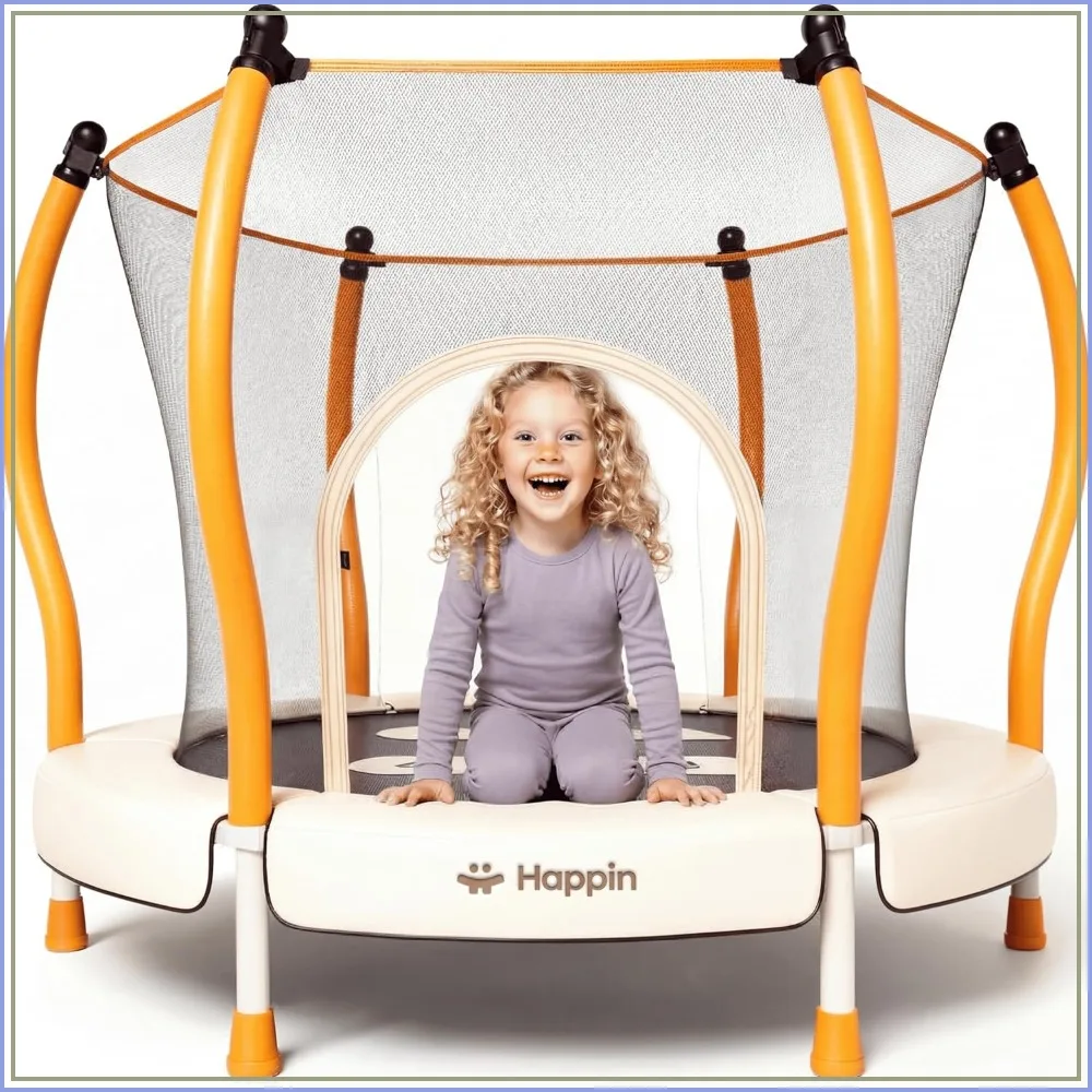 

55'' Trampoline for Kids with Safety Enclosure, Indoor & Outdoor Toddler Trampoline, Ultra Safe Design, Perfect Gift for Boys & Girls Ages 1-8