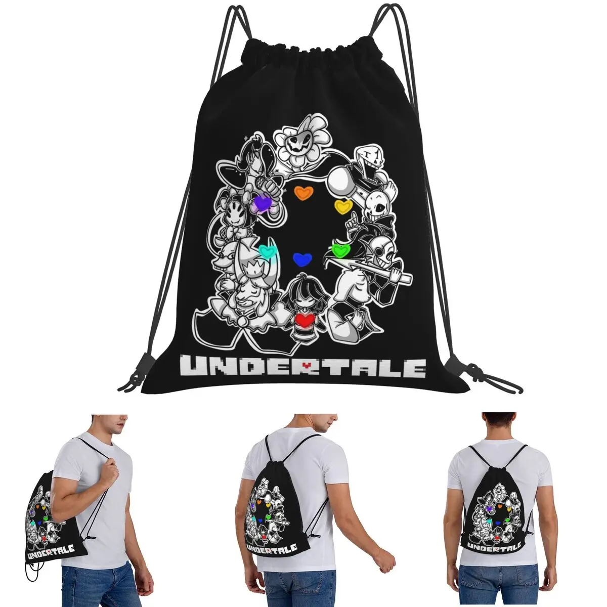 

Game Undertale Determination Backpacks Portable Drawstring Bags Storage Bag Book Bags for Man Woman School