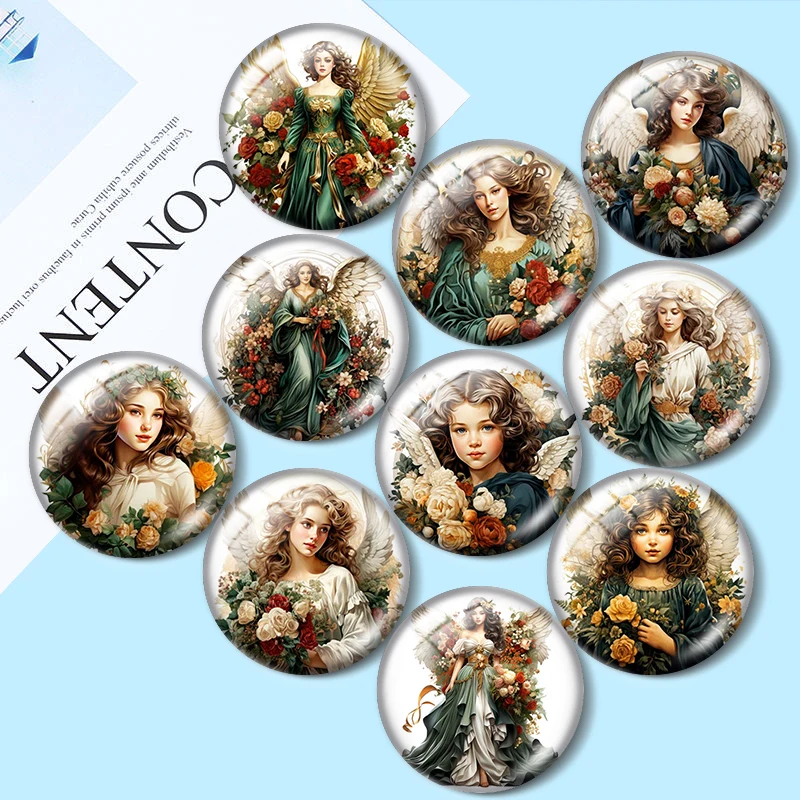 

Virgin Mary Angles 12mm/18mm/20mm/25mm Round Photo glass cabochon demo flat back Making findings