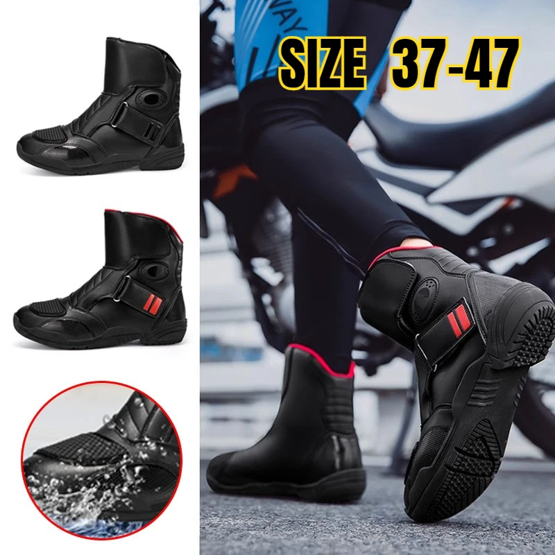 

Retro Black Leather Motorcycle Shoes Men Women Waterproof Breathable Rally Boots Adventure Off-Road Motorcycle Boots