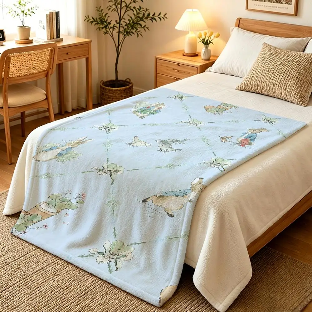 Character Classic Peter Rabbit Throw Blankets Soft Warm Flannel Blanket Bedding for Bed Living room Home Sofa