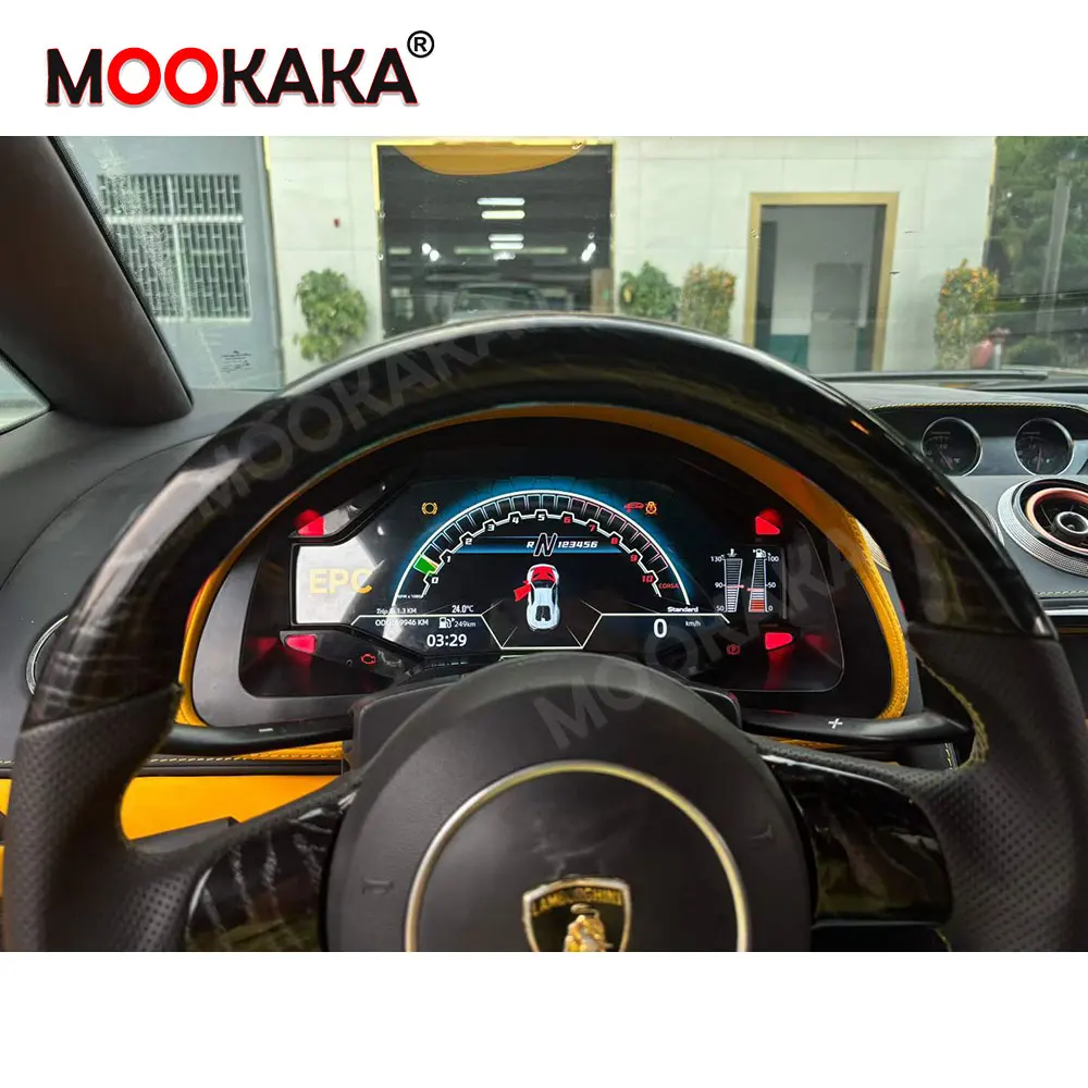 Carbon Fiber Car Digital Cluster For Lamborghini Gallardo 2003-2014 LCD Instrument Dashboard Radio Carplay Android Auto Headunit