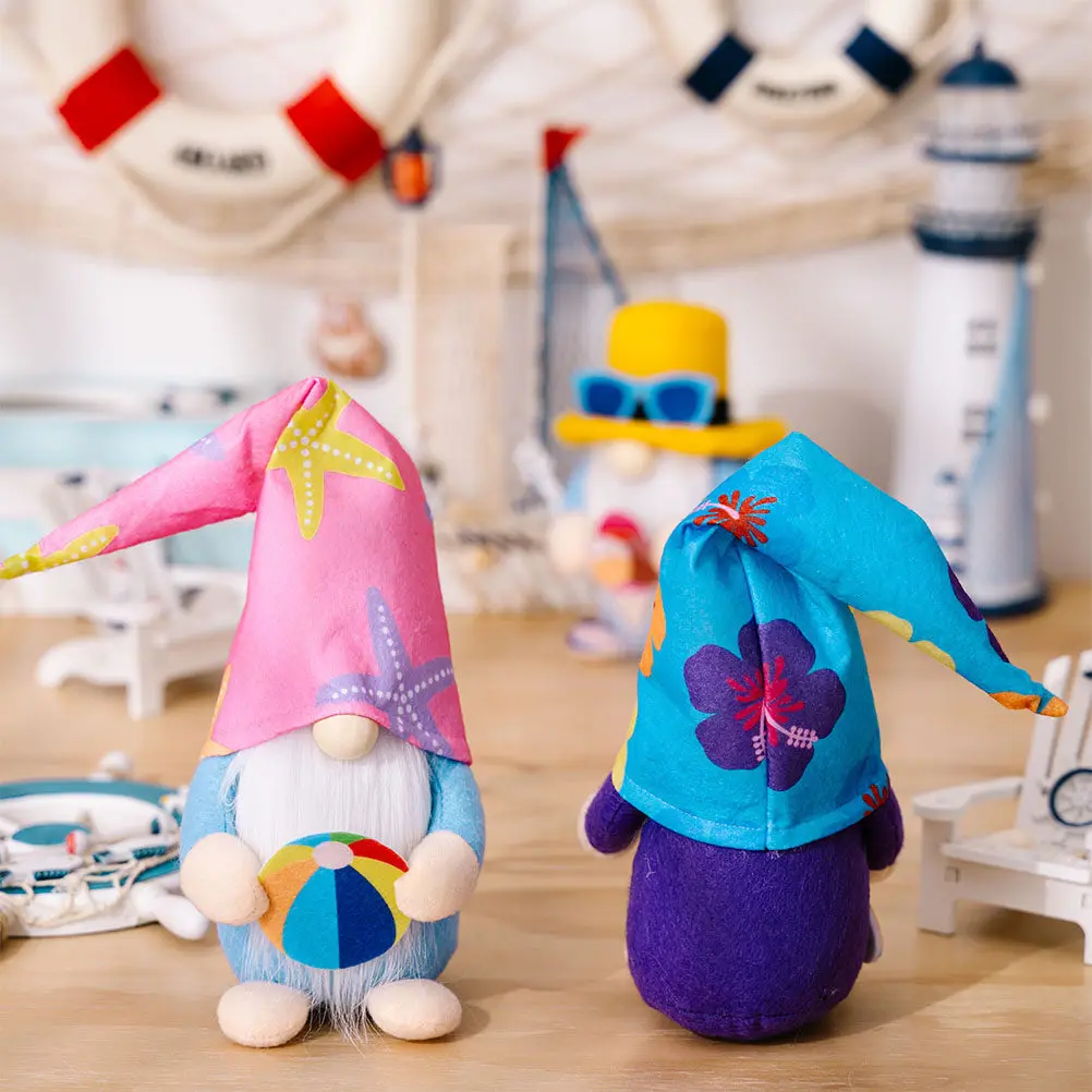 

3Pcs Summer Beach Gnome Decorative Dwarf Ornament for Party Home Office Desktop Decoration Coastal Theme Festival Gift Ocean