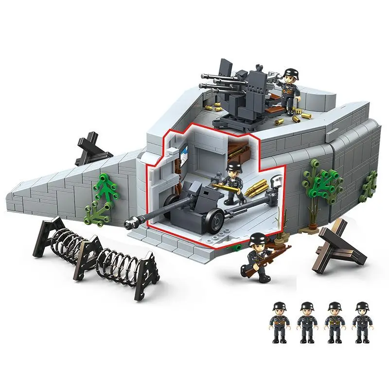 Full Crown Building 100317 WWII Atlantic Fortification Militaire basis Quad Luchtafweergeschut Assemblage Speelgoed