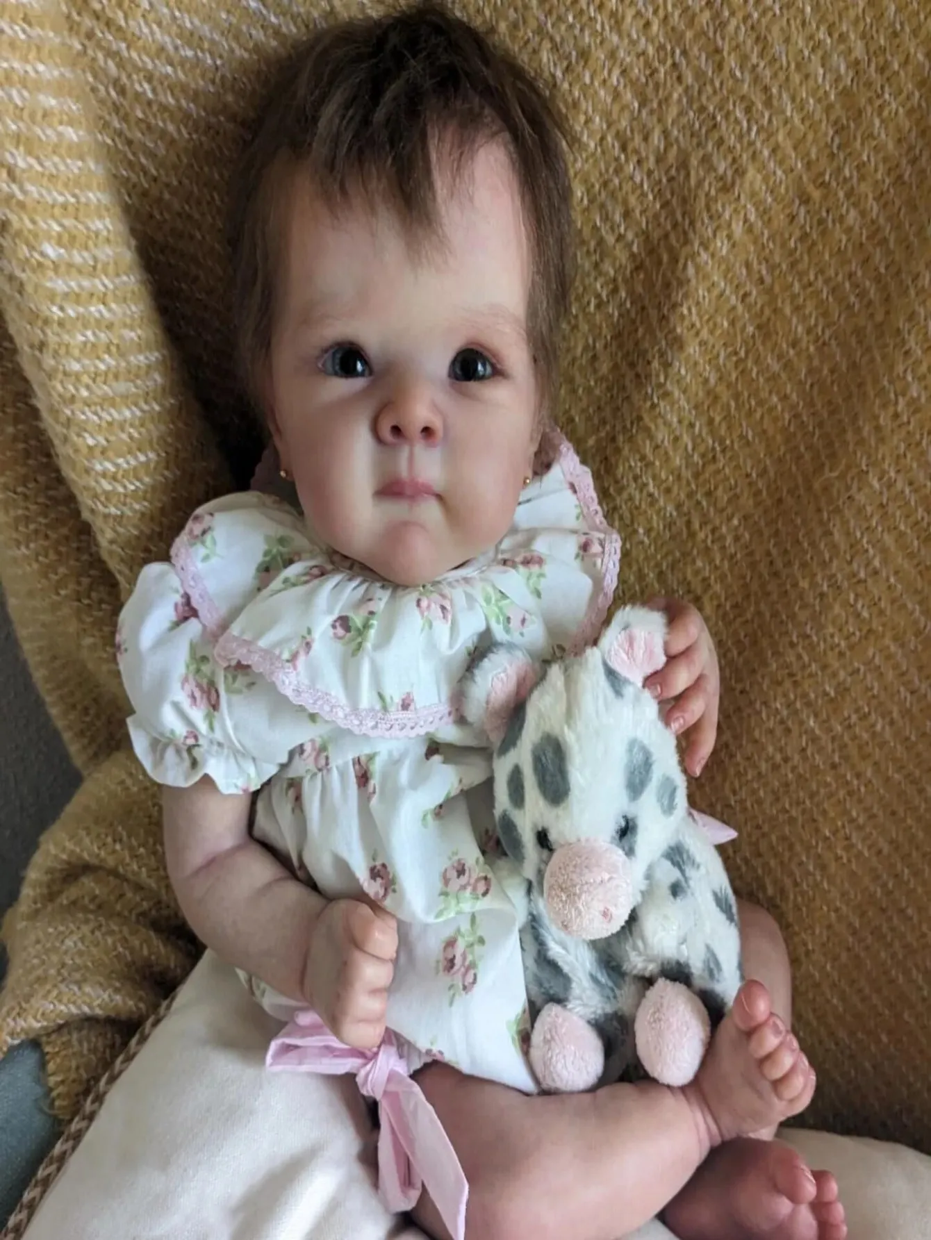 

18-Inch Realistic Loulou Bebe Reborn Doll With Painted 3D Hair Handmade Soft Newborn Series Doll Birthday Gift Full Body Soft