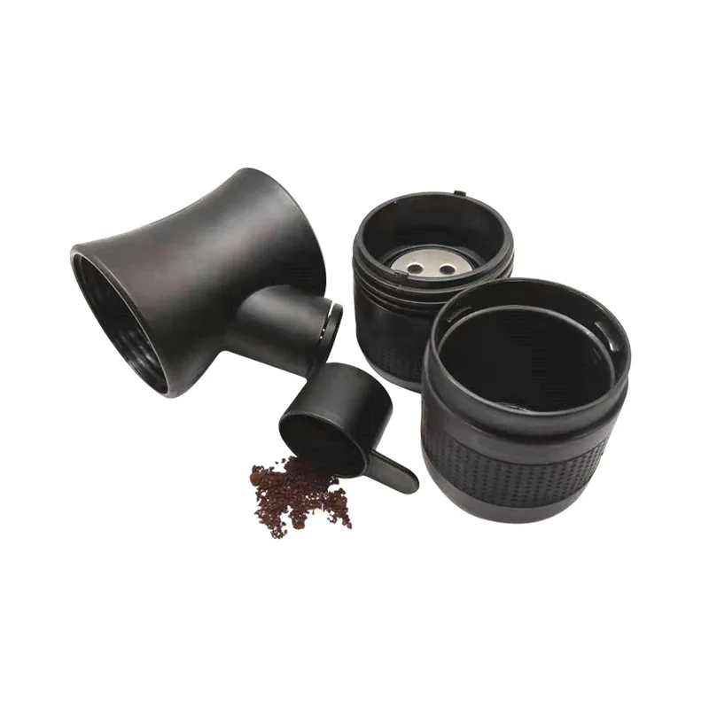 Portable mini coffee maker, hand press, capsule coffee maker, outdoor, plastic espresso, travel car, black, white, red