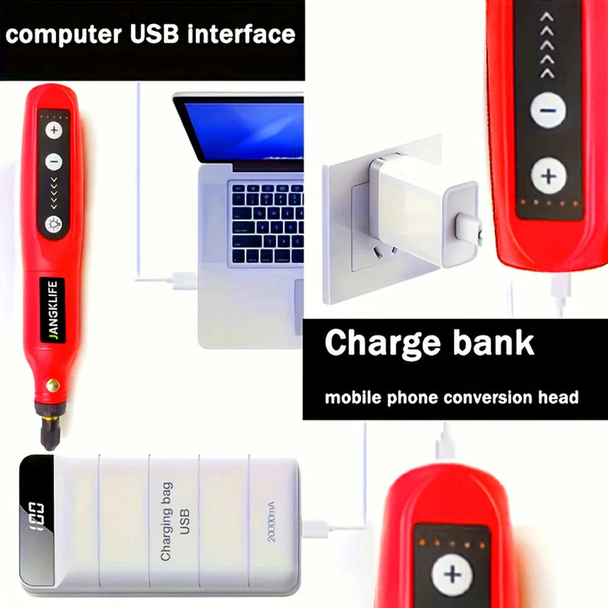 JANGKLIFE USB Cordless Rotary Tool Kit Woodworking Engraving Pen DIY For Jewelry Metal Glass Mini Wireless Drill