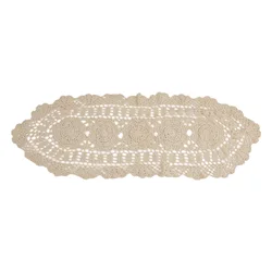 Cafe Shop Furniture Table Runner Vintage 30x80cm Cotton Crocheted Dining Table Floral Hotel Lace Oval Restaurant