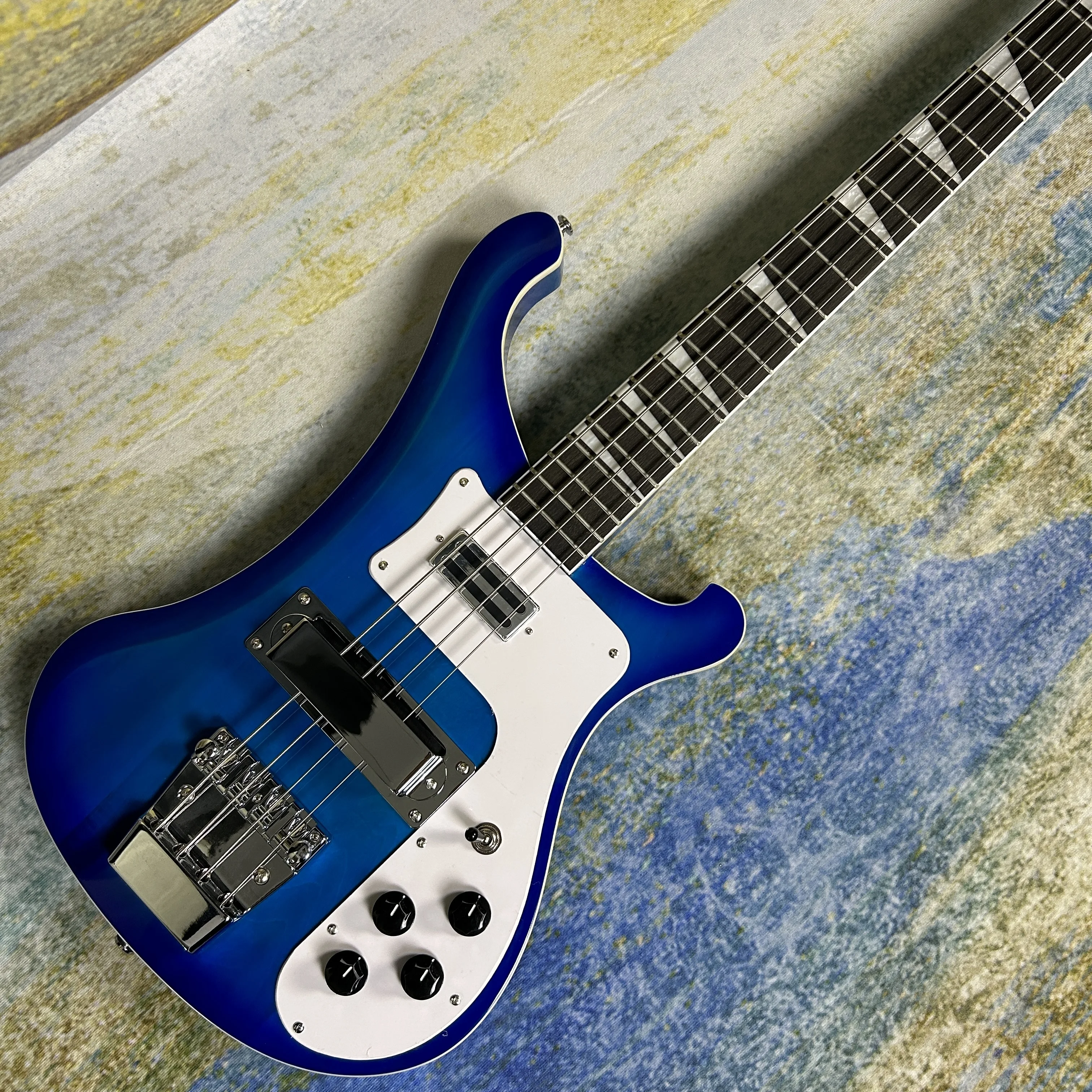 

Электрическая гитара Rickenbacker 4003, бас-гитара, корпус из липы, прозрачный синий цвет, подставка из розового дерева, бесплатная доставка, Gleeson