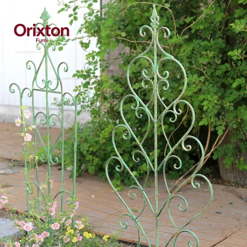 Iron Flower Climbing Frame Vintage Metal Decorative Rack Courtyard Gardening Vine Bracket for Rose Clematis Flower Pot Holder