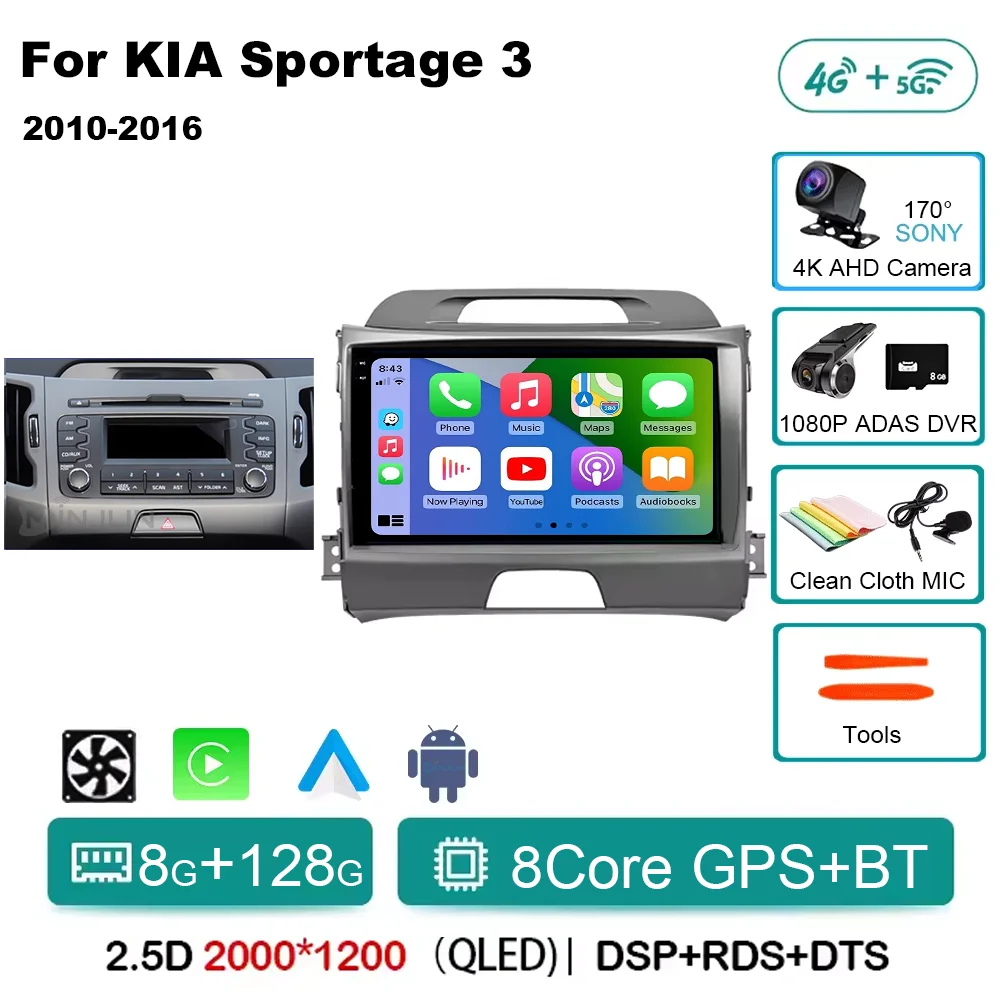 Android 15 Qualcomm Autoradio Voor KIA Sportage 3 Sportage R 2010-2016 Draadloze Android Auto Carplay Multimedia speler Auto stereo - afbeelding 1