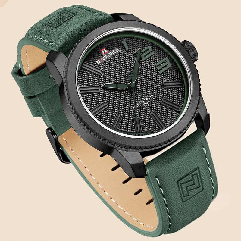 NAVIFORCE Orologio da polso maschile al quarzo originale Orologio sportivo militare in pelle impermeabile Orologio da uomo moda casual Relogio