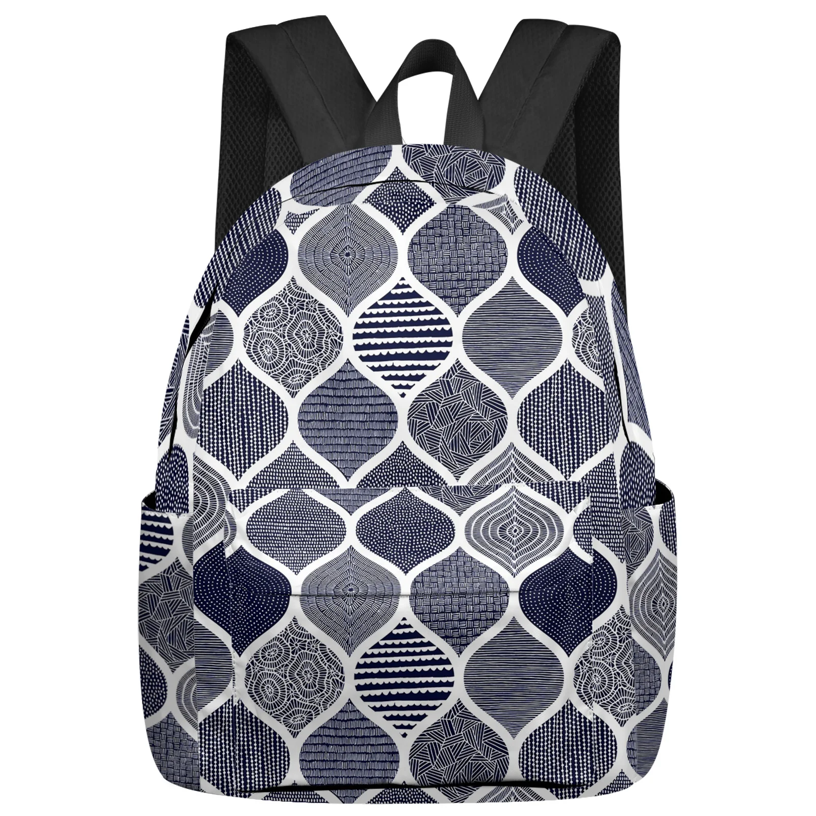 

Geometry Moroccan Texture Blue Backpack School Bags for Teenagers Students Laptop Bag Women's Casual Travel Backpack