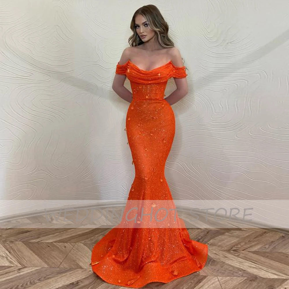 2023 Women Prom Dress Off Shoulder Sparkly Sequin  Sexy Evening  Party Maxi  Luxury Mermaid Ladies es Long