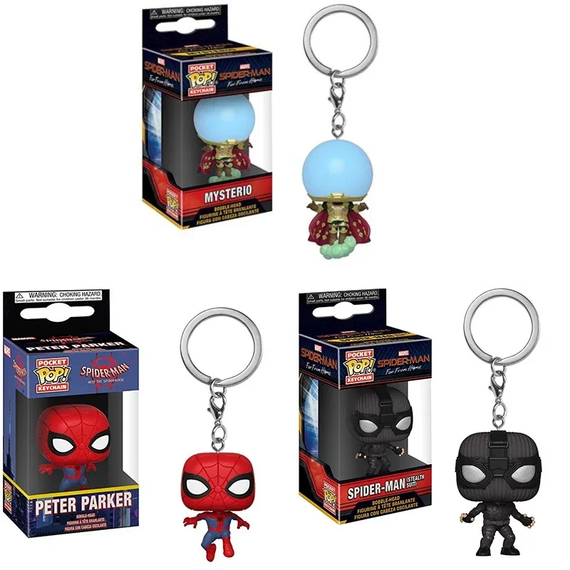 جديد FUNKO POP Spider-Man Spider-GWEN GREEN GOBLIN ZOMBIE HUNTER SPIDEY Peter Parker Mysterio Keychain ألعاب شخصيات من الفينيل