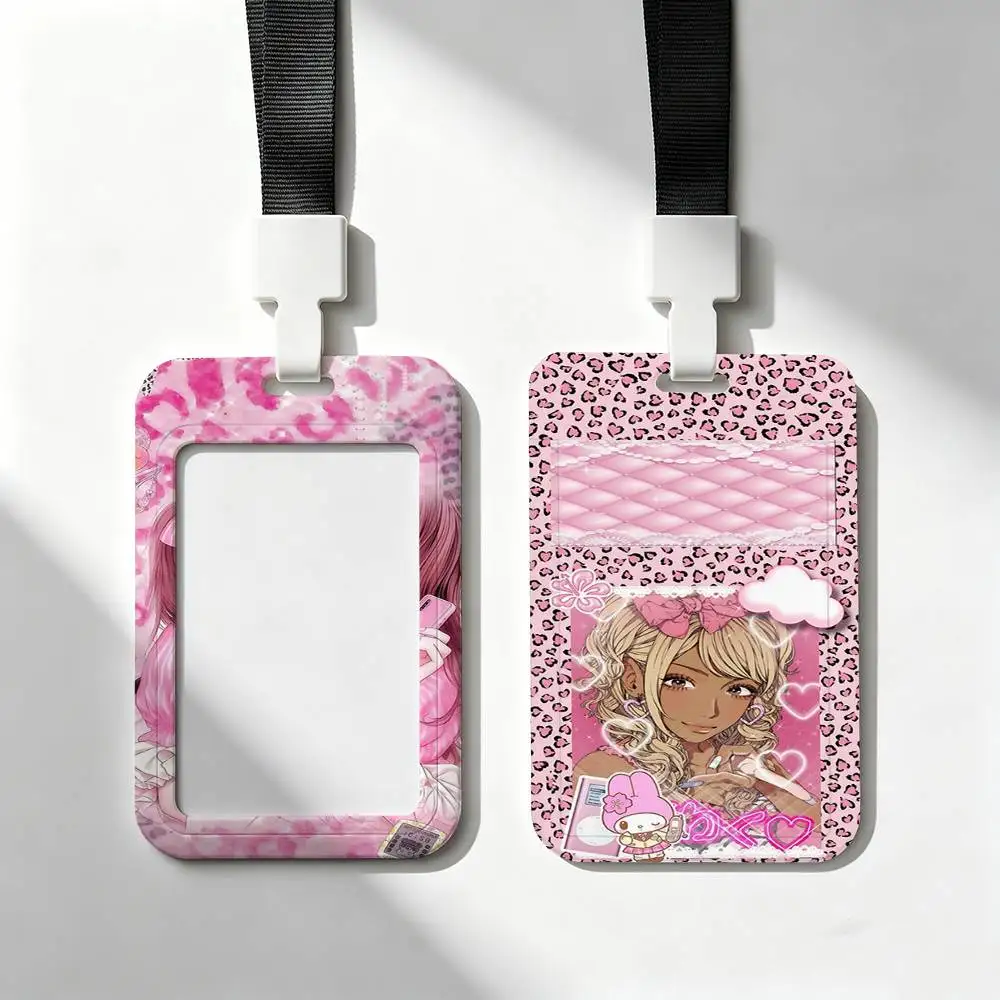 Japanese GAL Cool Gyaru Card Holder Neck Strap Pendant Door Badge Holder Lanyards Keychain Work Credential Case Gift