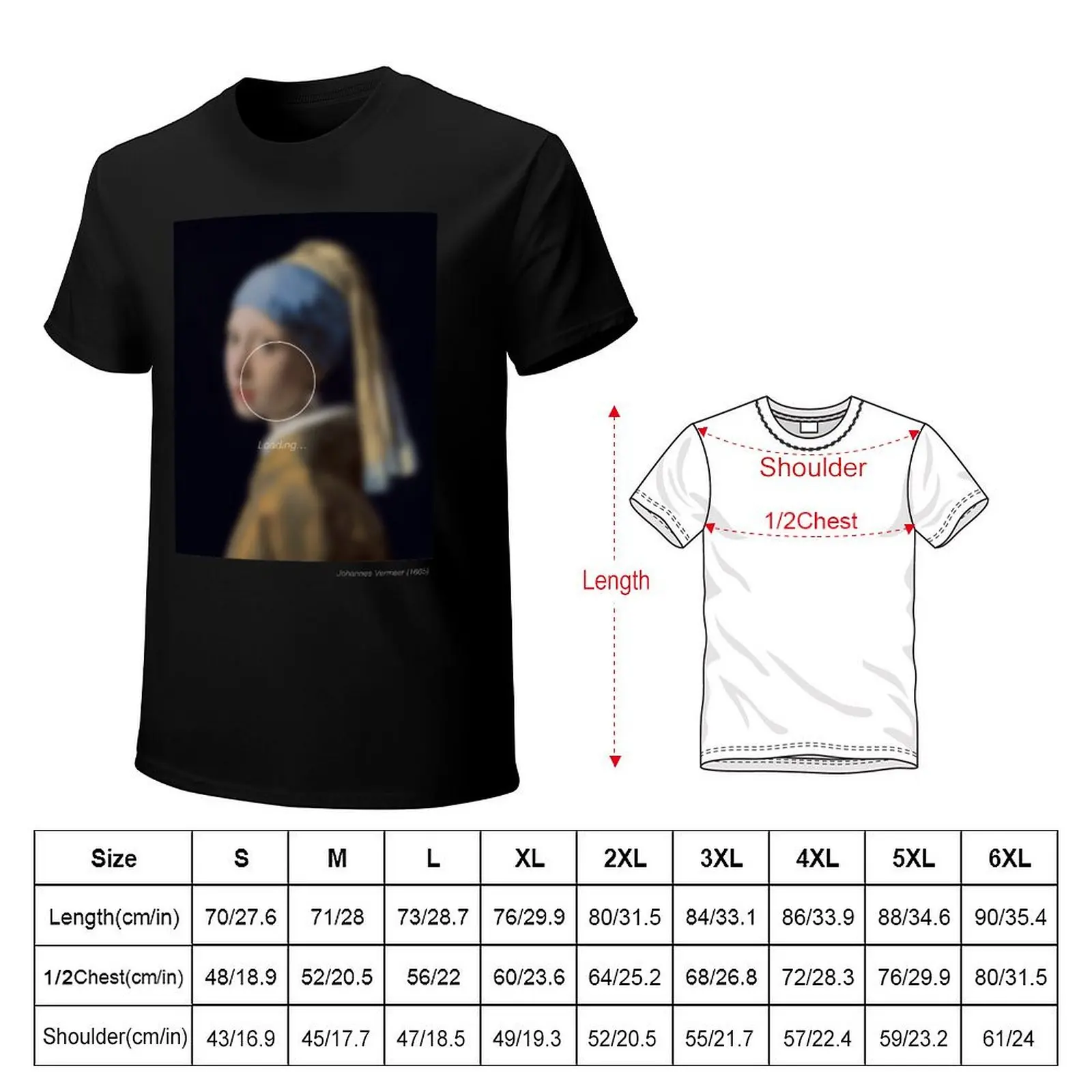 Girl with a Pearl Earring _loading.. T-Shirt Novelty Graphic Tee Shirt