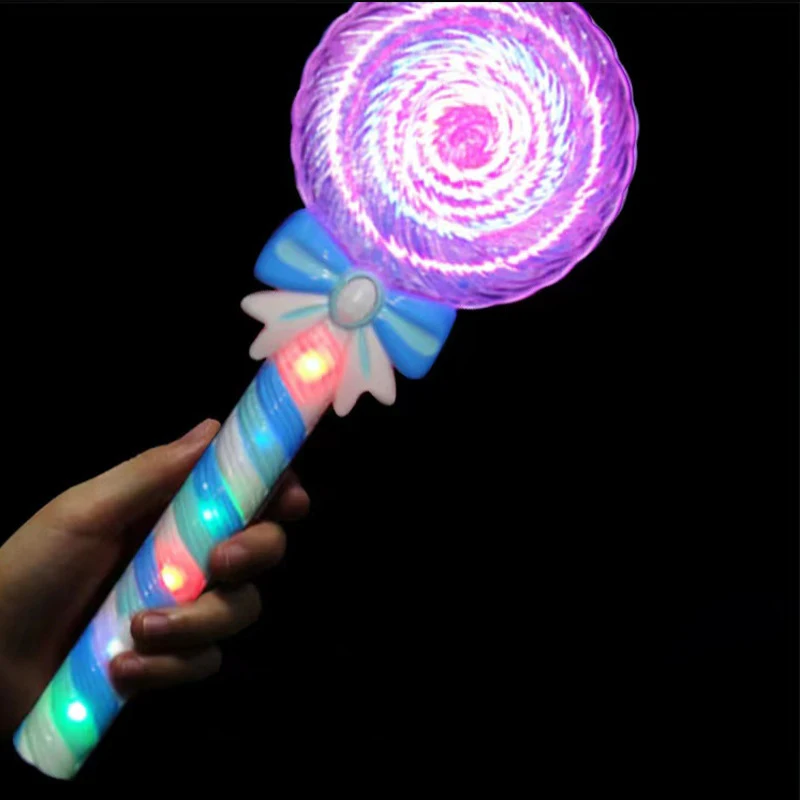 Children\'s Electric Flash Toys Dazzling Color With Light Music Lollipop Rotating Magic Wand Children Light-emitting Toys Gifts