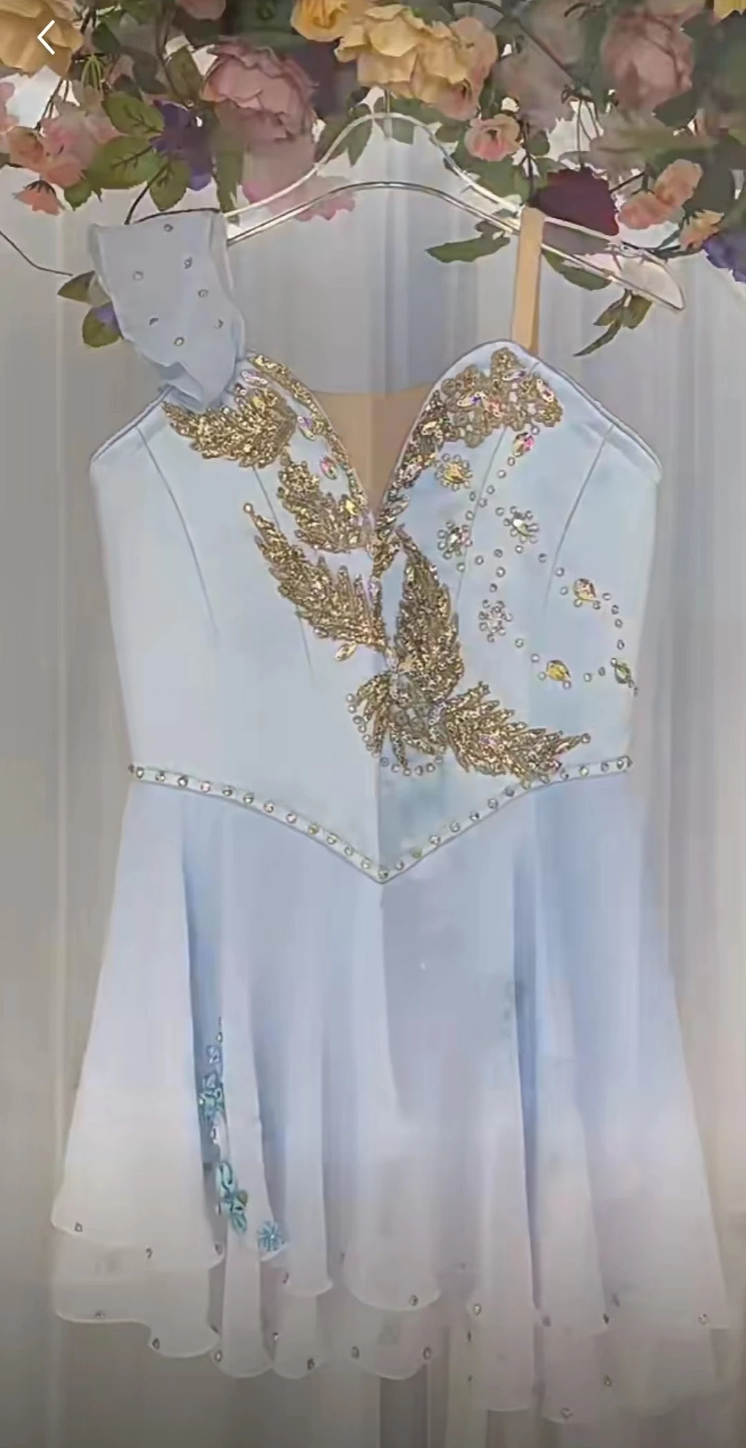 Nuevo tutú de variación Cupid Magic lady, Falda corta de tul de alta costura, falda azul cielo con incrustaciones de diamantes, vestido de baile de competición