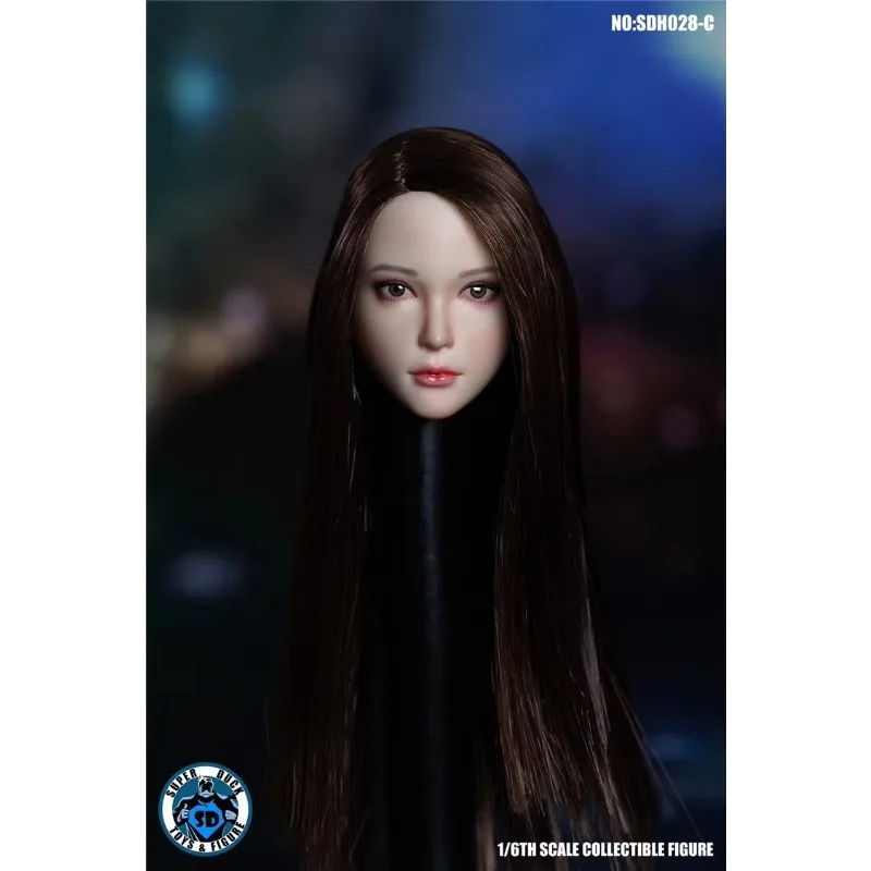 1/6 Scale SDH028 Halve Girl Female Soldier Long Hair Head Played Model for 12 Inch Ph Pale Skin Body JIAOU Doll Tbl