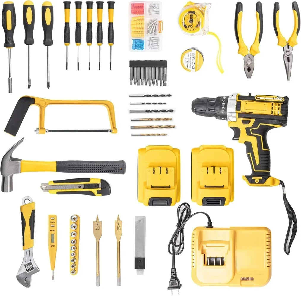 Imagem -03 - Básico Kit Combo Ferramenta Elétrica sem Fio Drill Conjunto com 2.0ah Bateria e Carregador Rápido 119 Pcs 21v