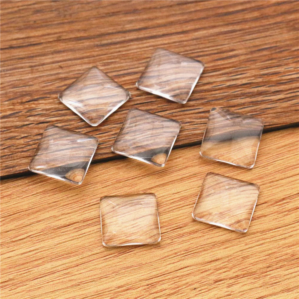 High Quality Square Flat Back Transparent Glass Clear Cabochons for DIY Jewelry Making 8mm 10mm 12mm 15mm 18mm 20mm 25mm 30mm