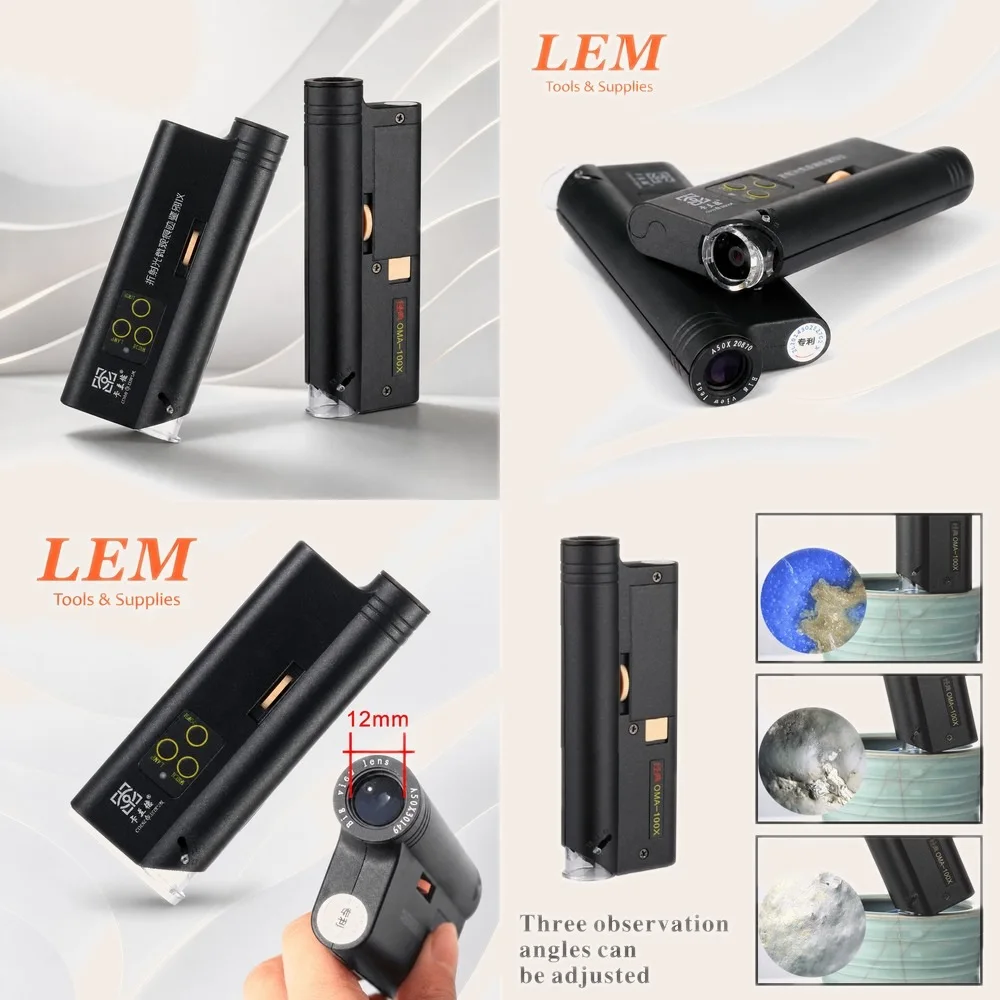 CONNOISSEUR OMA-50X 100X High Magnification Microscope Loupe for Gemstone Jewelry Diamond Identification Tool
