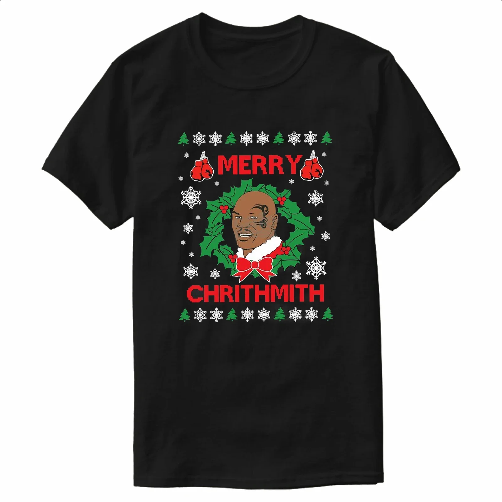 Ugly Christmas Sweater Mike Tyson Merry Chrithmith T-Shirt 100% Cotton O-Neck Summer Short Sleeve Casual Mens T-shirt Size S-3XL