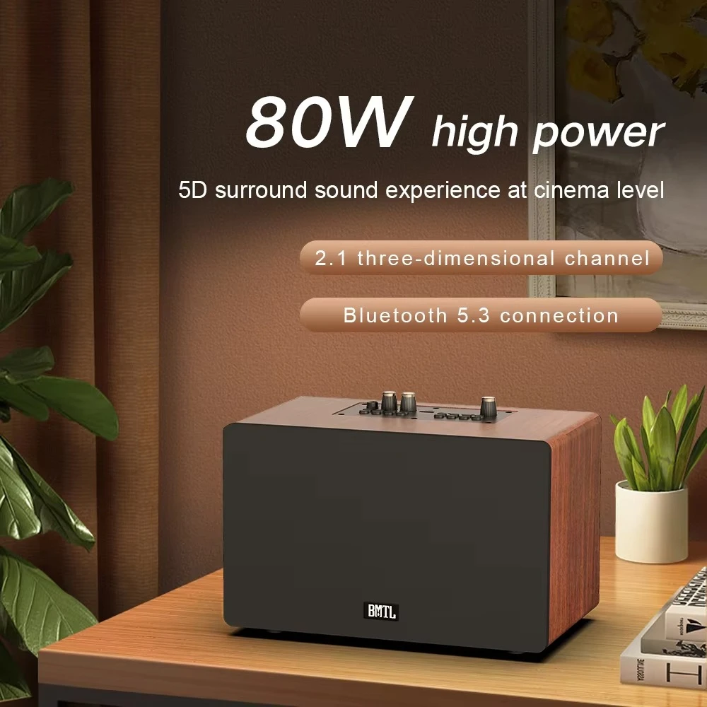 

Care Professional Stereo Mini Wooden Speakers Woofers Home Theater System Gift Blue Tooth