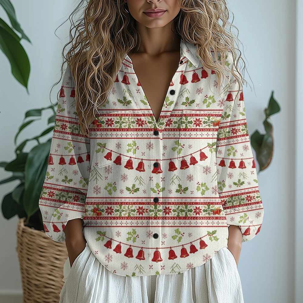 

Праздничная зеленая рождественская рубашка с принтом и разноцветными гирляндами. Веселая праздничная рубашка на пуговицах с длинными рукавами для вечеринок.