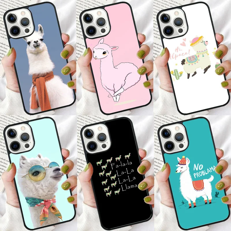 Llama Alpaca pattern Phone Case For iPhone 16 15 14 plus XR XS 11 12 13 Pro max Soft Bumper Shell Cover coque