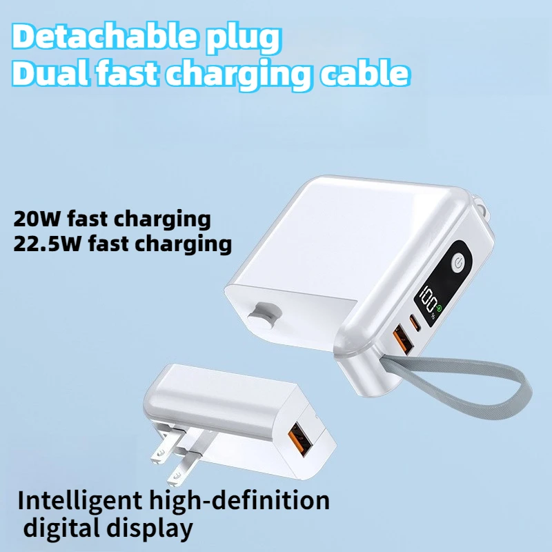 22.5W Built-in AC Plug Cable Super Fast Power Bank 15000mAh Large Capacity Mobile Power Bank