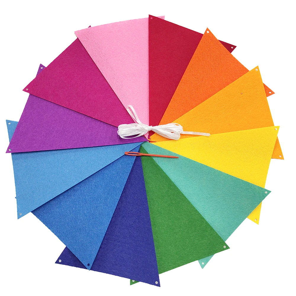 Colorful Pennant Felt Banner Handmade Bunting Flags Baby Shower Wedding Party Festival Garland Flags Outdoor Decoration Supplies