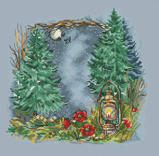 Quality Beautiful Counted Cross Stitch Kits Embroidered Home Decoration Magical Forest at Night; 34-34