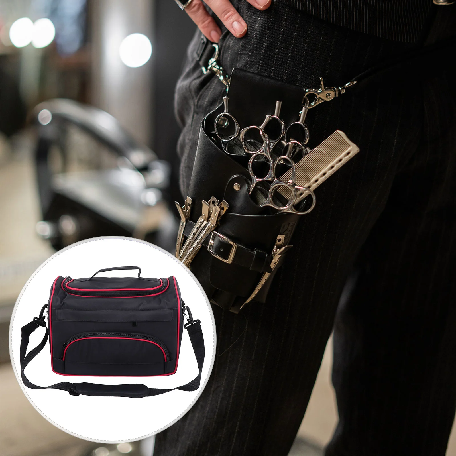 

Hair Styling Tools Beauty Salon Bag Canvas Tote Scissor Organizer Hairdresser Case Travel Storage Dryer